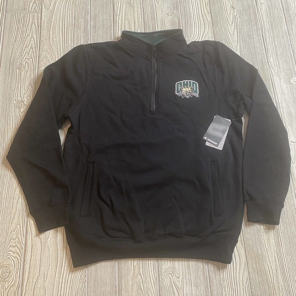 Colosseum OU Ohio Bobcats Logo 1/4 Zip Pullover Men’s M Black Jacket Pockets NWT - Picture 1 of 12